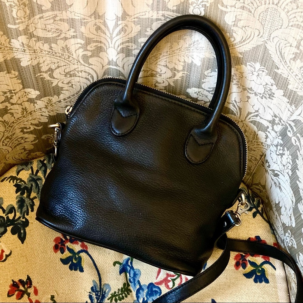 Vintage Gap Mini Bowler Dome Handbag Crossbody Satchel Black Leather